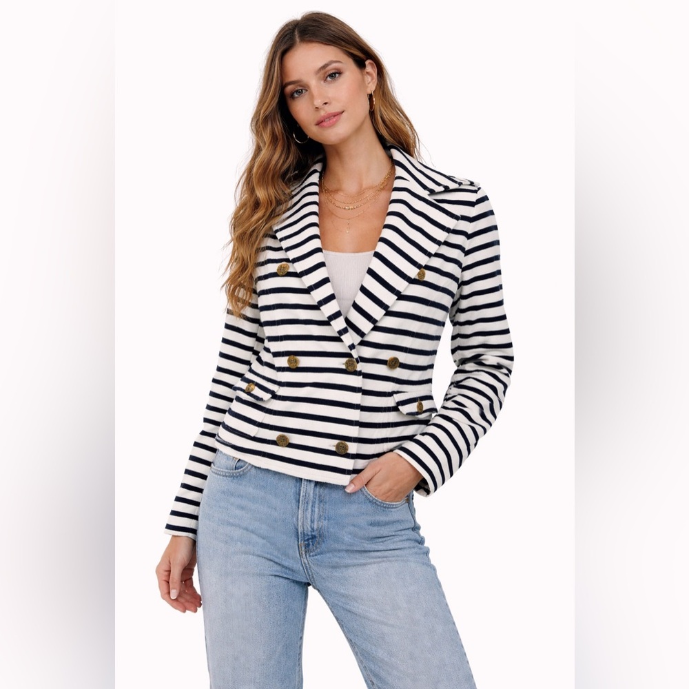 Lauren Jeans Company Ralph Lauren Striped‎ Cotton Blazer Nautical Y2K Small
